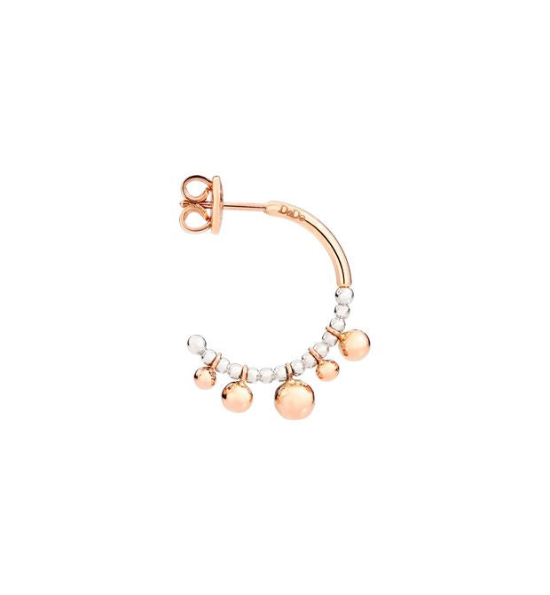 DoDo Bollicine Hoop Earrings in Silver and 9k Rose Gold - small - Orsini Jewellers NZ