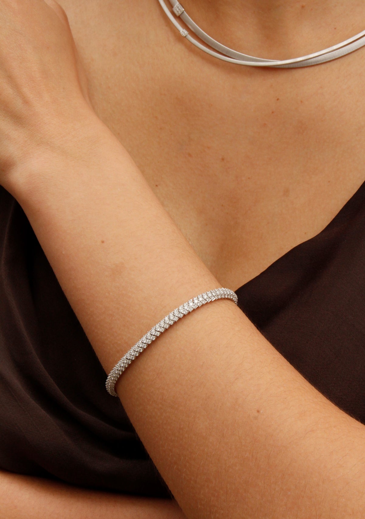 Al Coro Amori Bracelet in 18k White Gold with Diamonds - Orsini Jewellers NZ