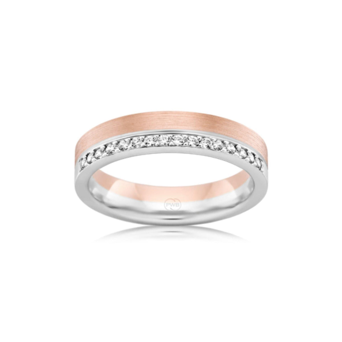 Two-Tone Diamond and Parallel Grain Wedding Ring - Orsini Jewellers