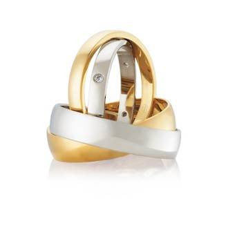 Two-Tone Half Round Russian Wedding Rings - Orsini Jewellers