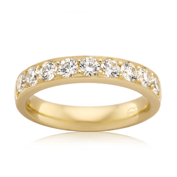 Women&#39;s Large Yellow Gold Bead Set Diamond Wedding Ring - Orsini Jewellers