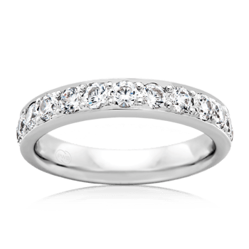 Women&#39;s Medium White Gold Bead Set Diamond Wedding Ring - Orsini Jewellers