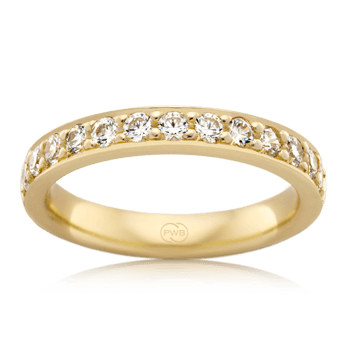 Women&#39;s Small Yellow Gold Bead Set Diamond Wedding Ring - Orsini Jewellers