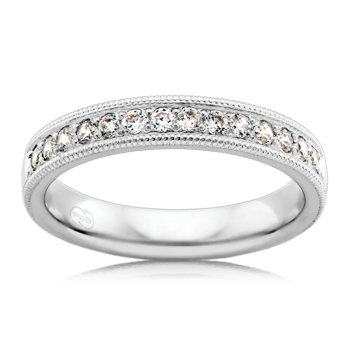 Womens Medium Milgrain Patterned Diamond Wedding Ring in Platinum - Orsini Jewellers