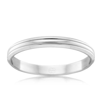 Womens White Gold Wedding Ring with Dual Grooves - Orsini Jewellers